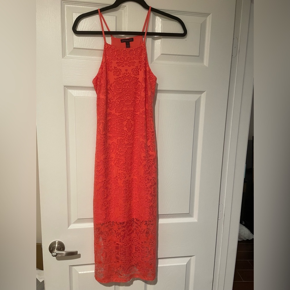 Material girl orange midi dress never worn